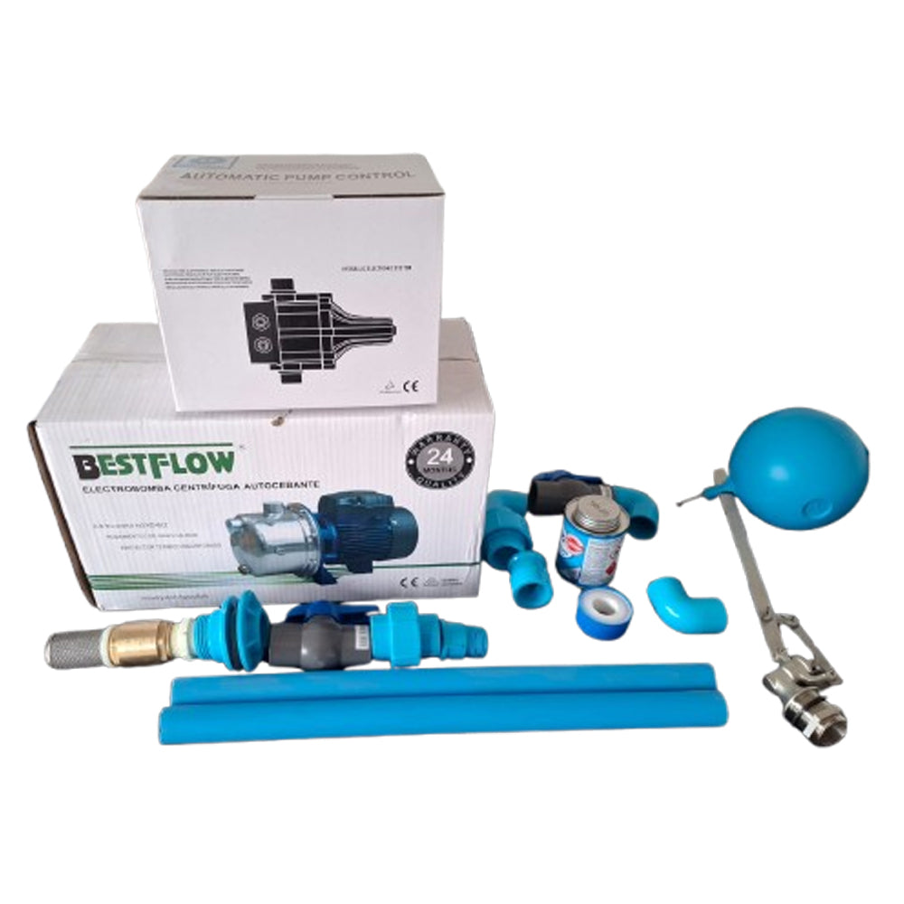 Kit Bomba Autocebante 1hp 220v Con Fitting Instalacion 32mm