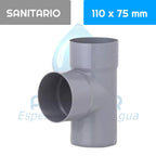 TEE Pvc Sanitario 110 mm x 75 mm Aguafer