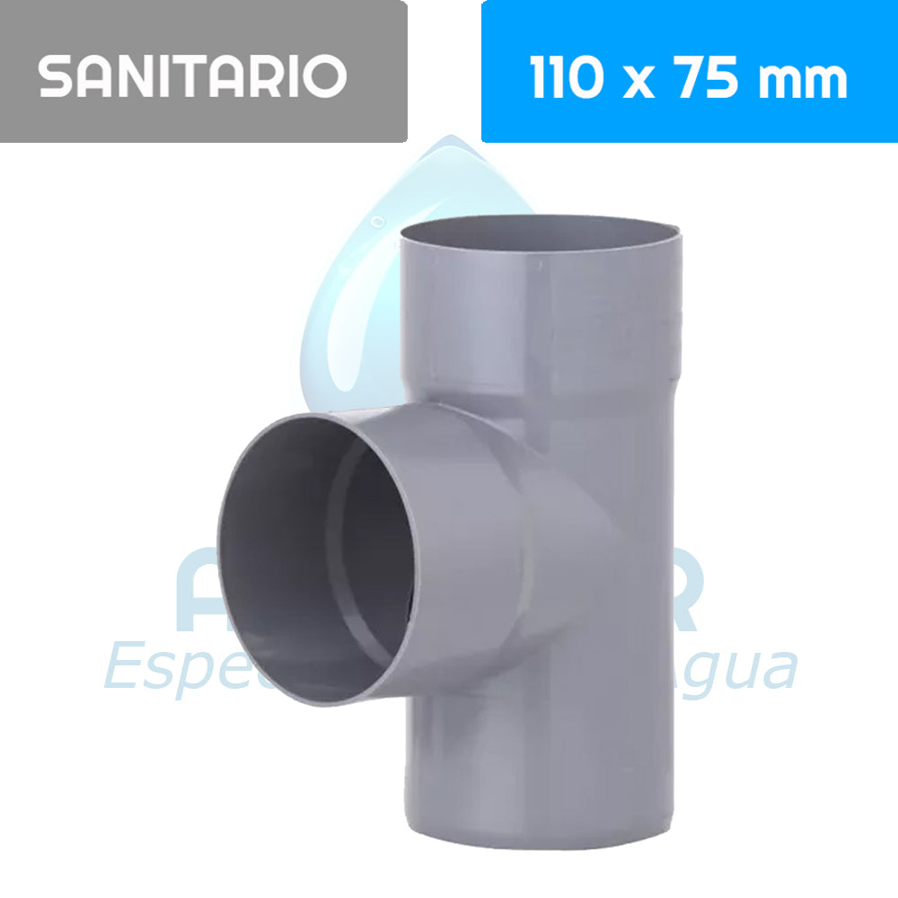 TEE Pvc Sanitario 110 mm x 75 mm Aguafer