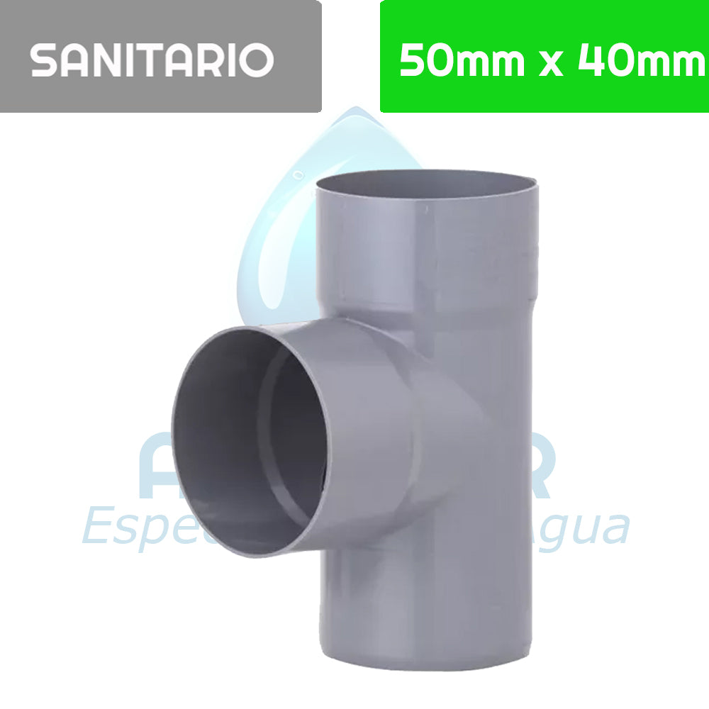 TEE Pvc Sanitario 50 mm x 40 mm Aguafer