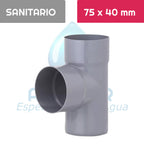 TEE Pvc Sanitario 75 mm x 40 mm Aguafer