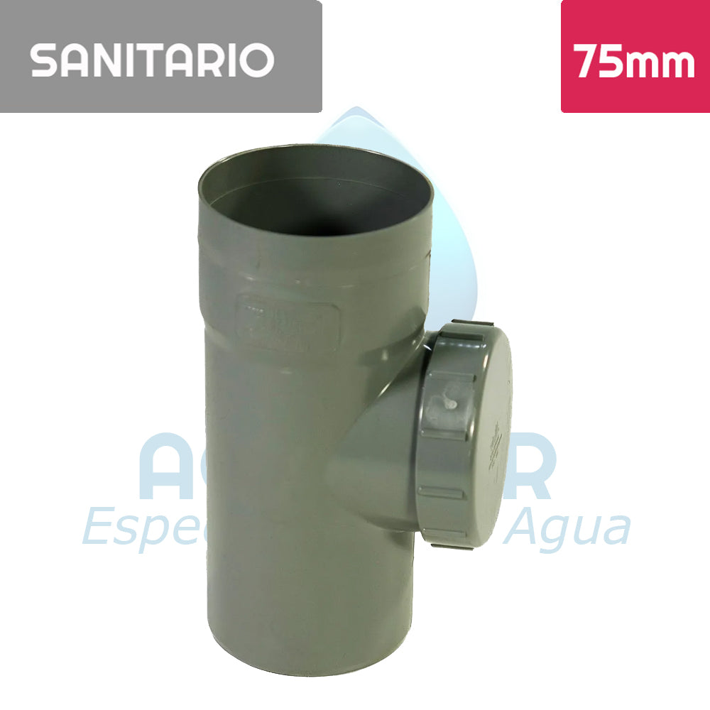 TEE de Registro Pvc Sanitario 75 mm x 75 mm Aguafer