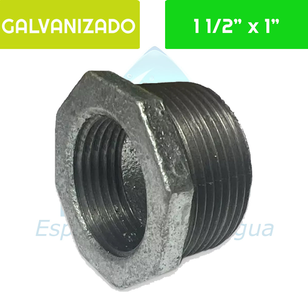Bushing HI Acero Galvanizado 1 1/2"x 1" Aguafer
