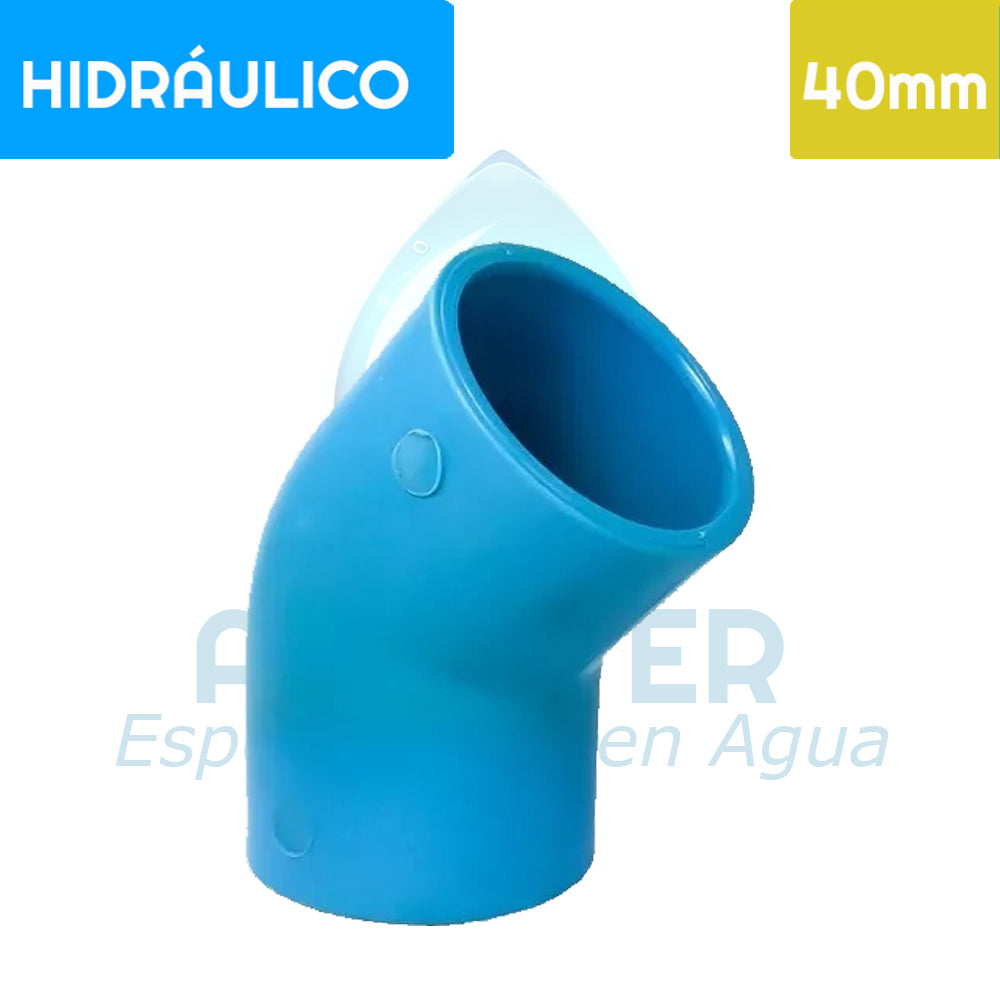 Codo 45° PVC Hidráulico 40 mm Aguafer