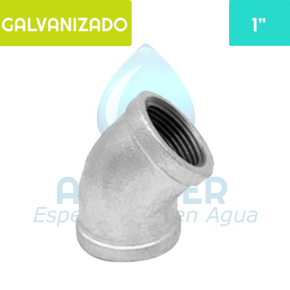 Codo 45 ° HI Acero Galvanizado 1" Aguafer
