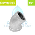 Codo 45 ° HI Acero Galvanizado 1/2" Aguafer