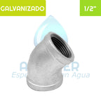 Codo 45 ° HI Acero Galvanizado 1/2" Aguafer
