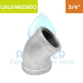 Codo 45 ° HI Acero Galvanizado 3/4" Aguafer