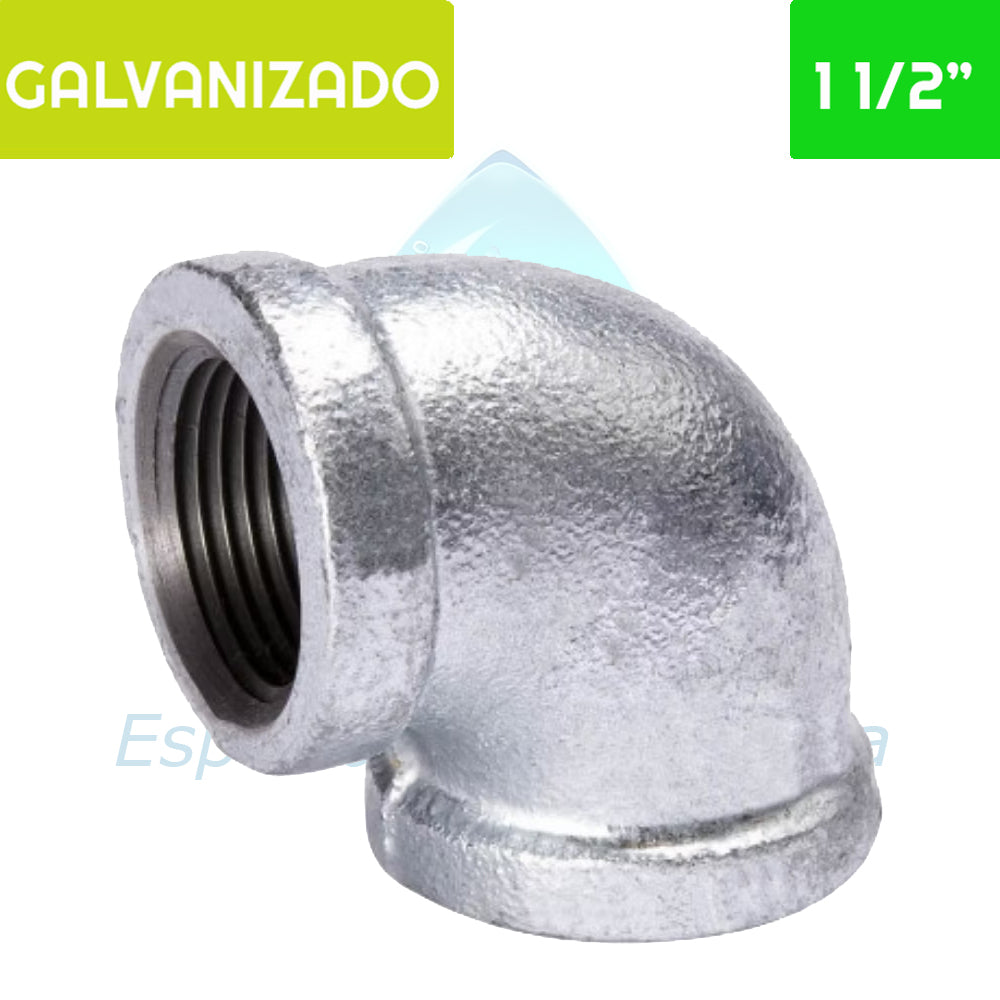 Codo 90° HI Acero Galvanizado 1 1/2" Aguafer