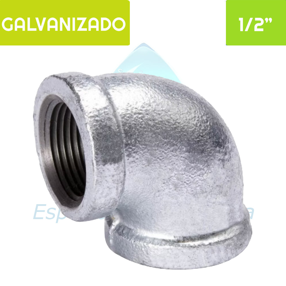 Codo 90° HI Acero Galvanizado 1/2" Aguafer