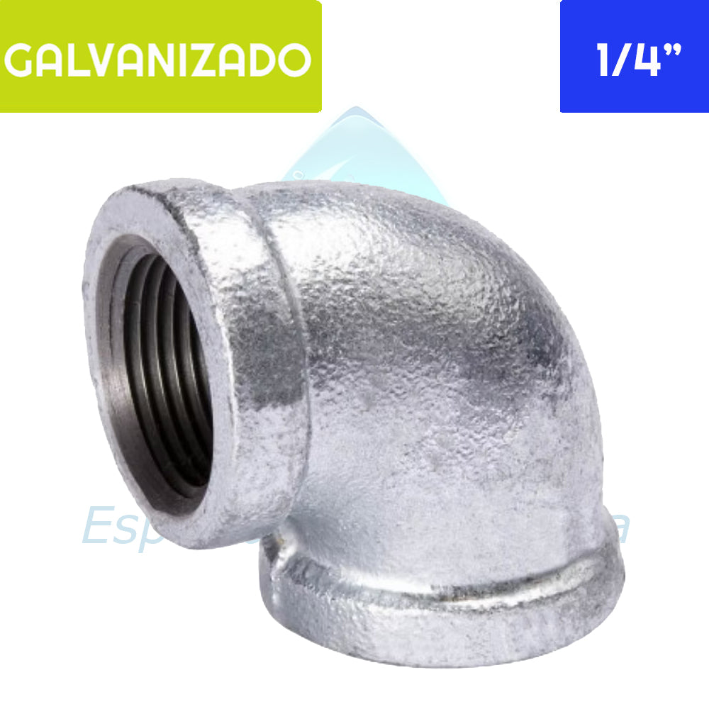 Codo 90° HI Acero Galvanizado 1/4" Aguafer