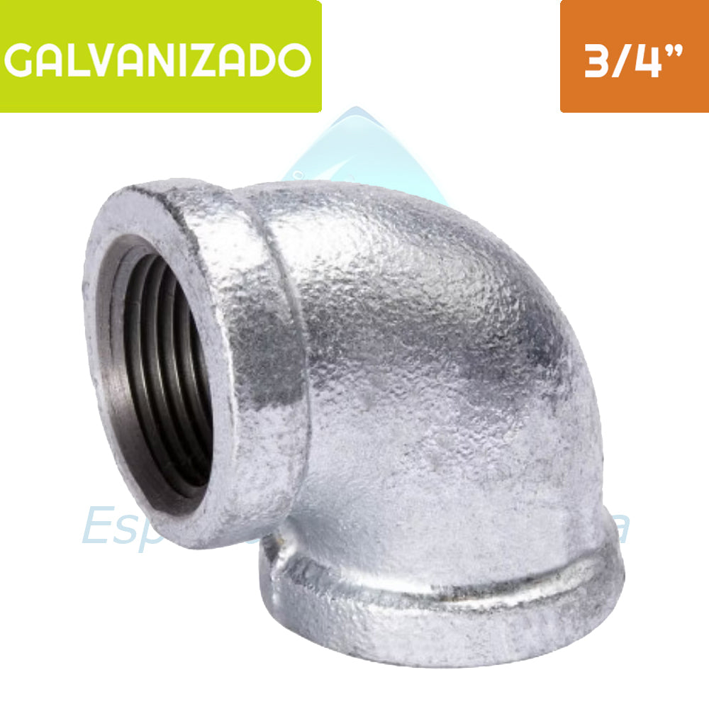 Codo 90° HI Acero Galvanizado 3/4" Aguafer