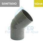 Codo 45° Pvc Sanitario 40 mm Aguafer
