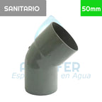 Codo 45° Pvc Sanitario 50 mm Aguafer