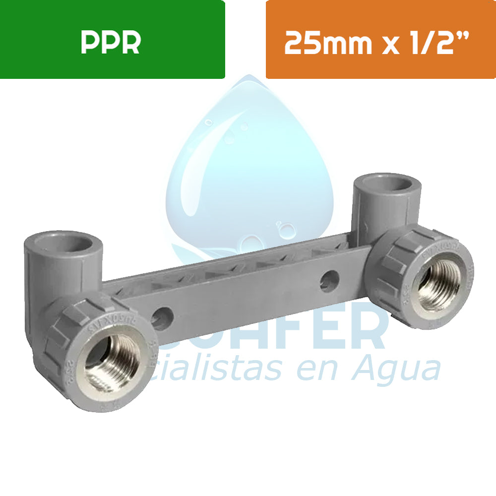 Codo Doble PPR 25 mm  - 1/2" SO - HI