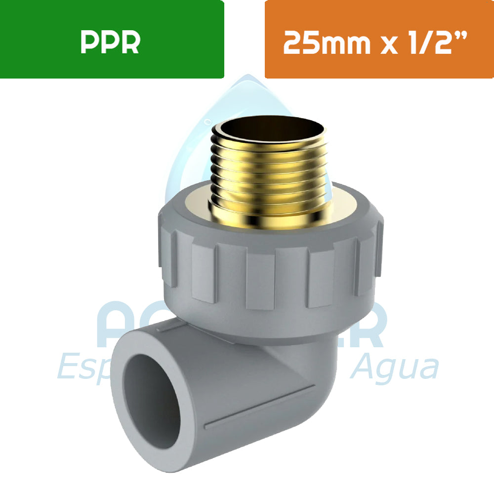 Codo 90° PPR 25 mm - 1/2" SO - HE Aguafer