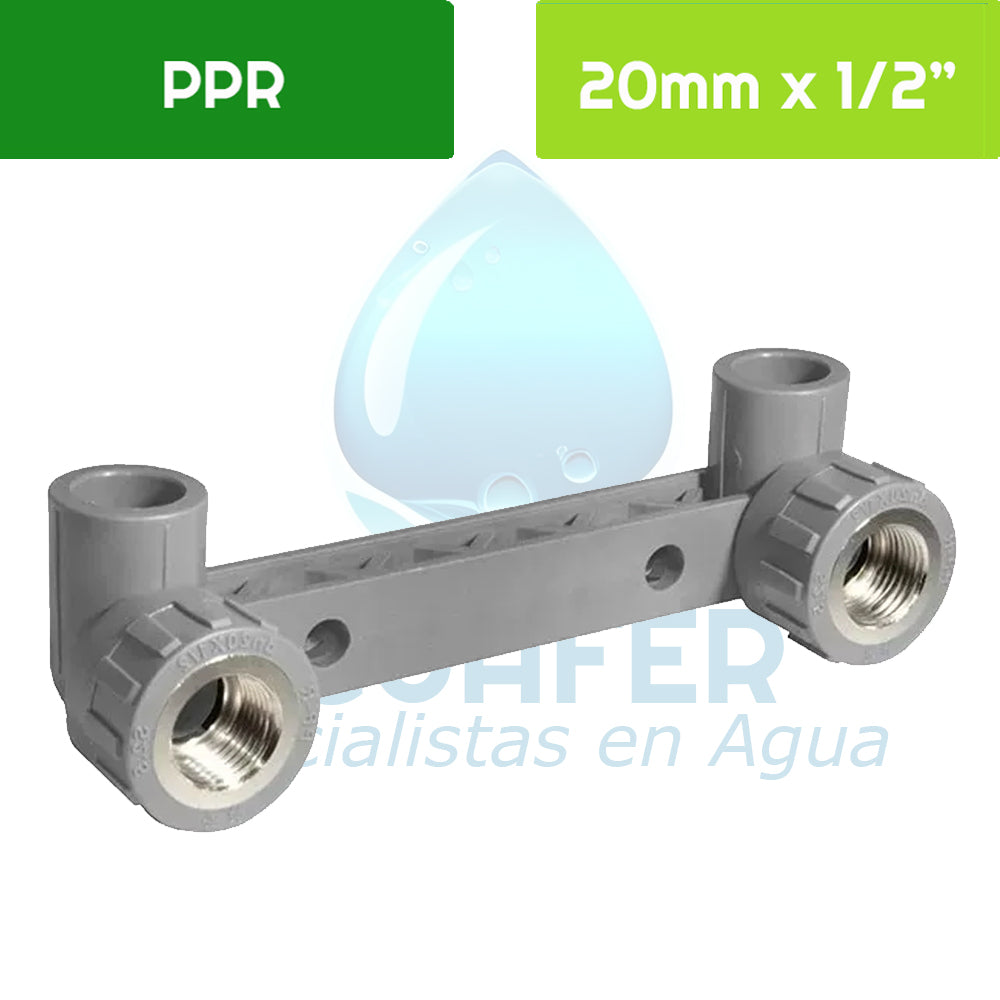 Codo Doble PPR 20 mm  - 1/2" SO - HI