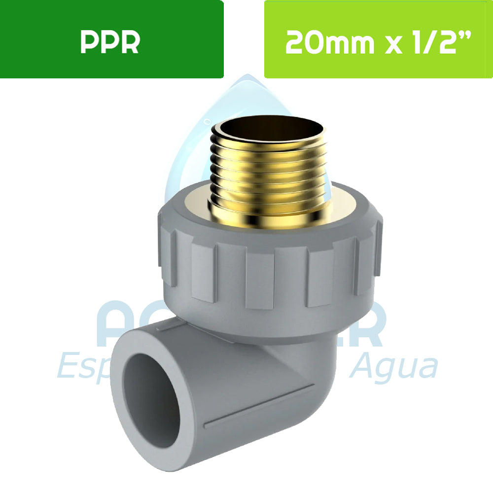 Codo 90° PPR 20 mm - 1/2" SO - HE Aguafer