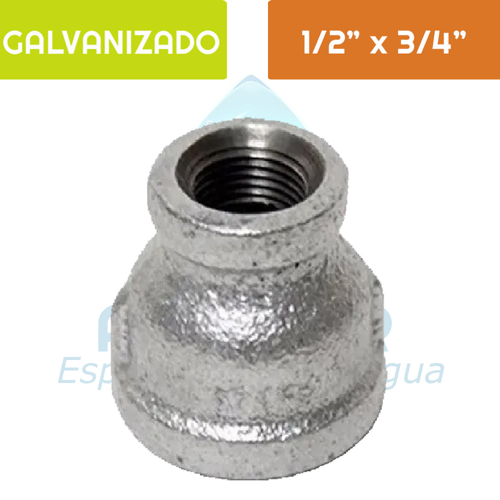 Reducción HI Acero Galvanizado 3/4"x 1/2" Aguafer