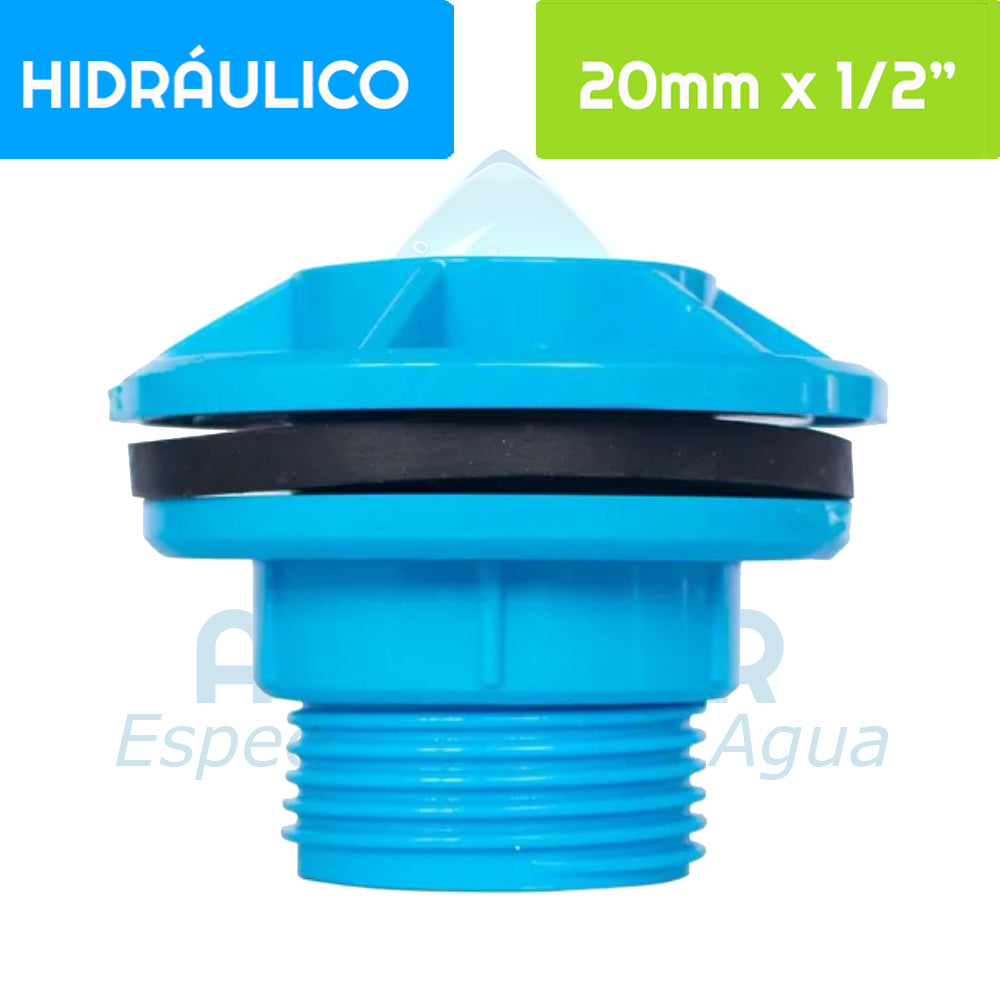 Salida Estanque PVC Hidráulico 20 mm Aguafer
