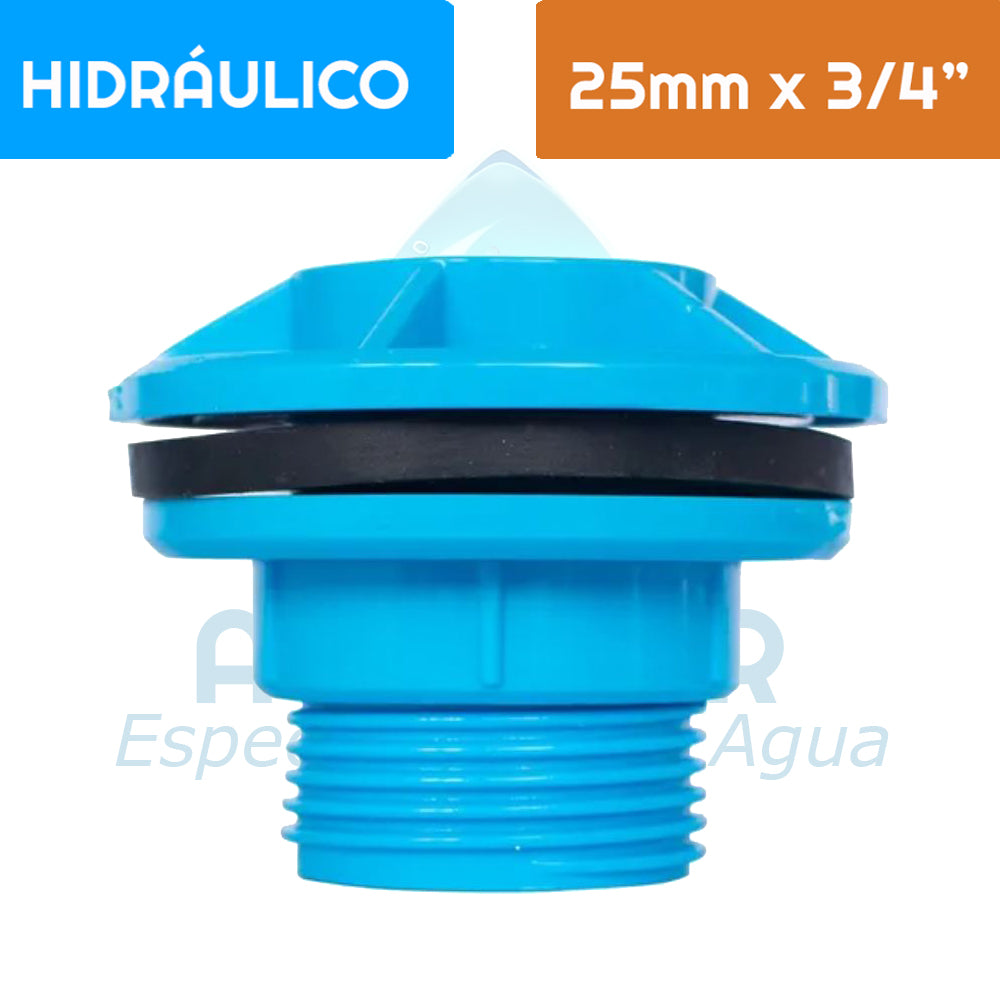 Salida Estanque PVC Hidráulico 25 mm Aguafer