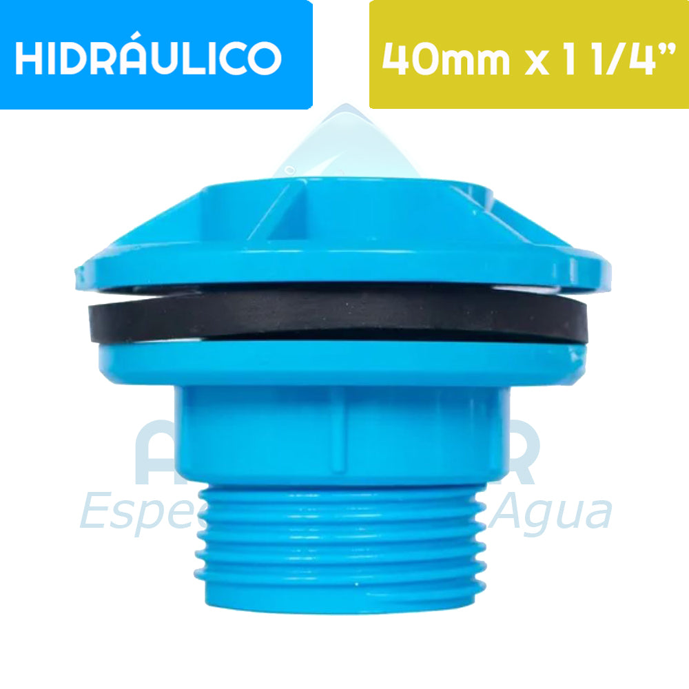 Salida Estanque PVC Hidráulico 40 mm Aguafer