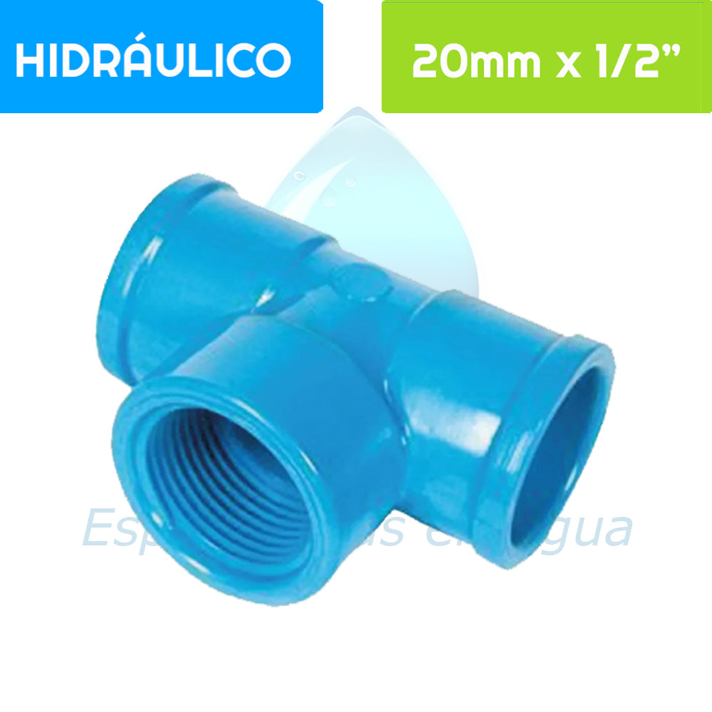 TEE HI PVC Hidráulico 20 mm x 1/2" Aguafer