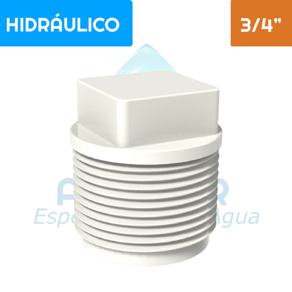 Tapa tornillo HE PVC Hidráulico 3/4" Aguafer