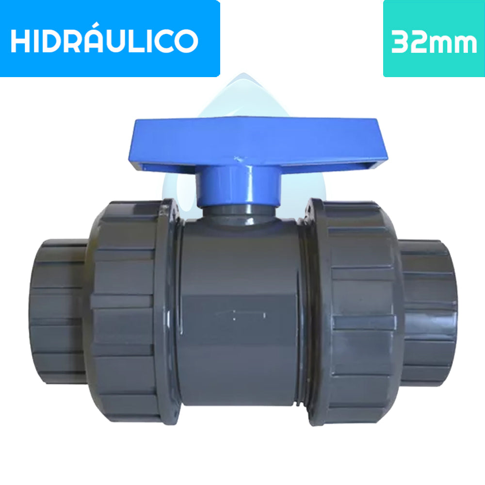Válvula Bola PVC Doble Unión Americana 32 mm