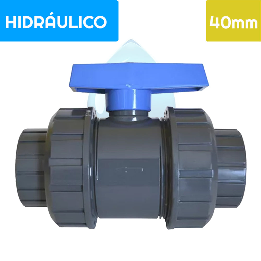 Válvula Bola PVC Doble Unión Americana 40 mm
