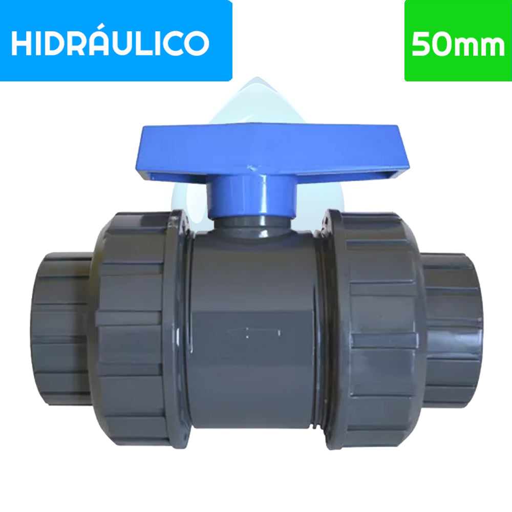 Válvula Bola PVC Doble Unión Americana 50 mm