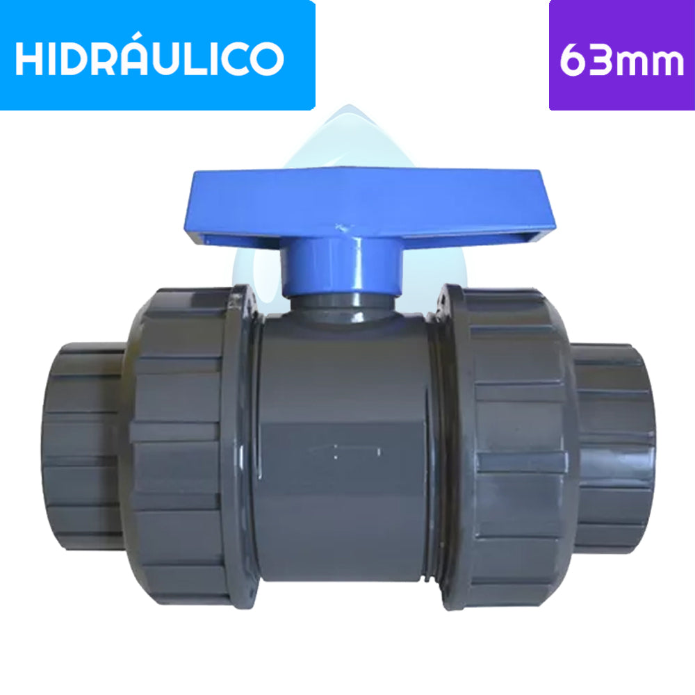 Válvula Bola PVC Doble Unión Americana 63 mm